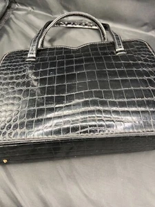 MY LADY LONDON Vintage Black Reptile two handled vintage bag  - Picture 1 of 5