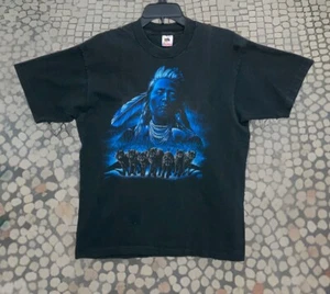 Vintage Indianer Wölfe Wolf Indianer 90er schwarz Einzelnaht T-Shirt L Herren - Bild 1 von 6