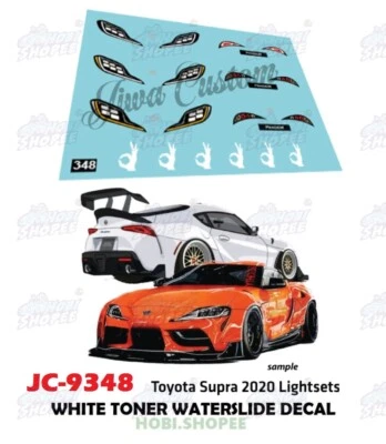 JC-9348 White Toner Waterslide Decals Supra Light Custom 1/64 Hotwheels - Image 1 of 4