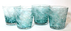 Blown Glass Swirl Turquoise Blue Tumblers Set 4 - Picture 1 of 5