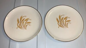 2 Vintage 1950er Jahre Duz Waschmittel Promotion 22K 6 Zoll Untertasse Brotteller Goldener Weizen - Bild 1 von 5