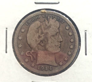 1914 s  BARBER QUARTER  ORIGINAL VG - Picture 1 of 3