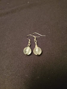 Pendientes de gancho colgantes con cuentas de plata esfera facetada transparente 1,5" (13410) - Imagen 1 de 2
