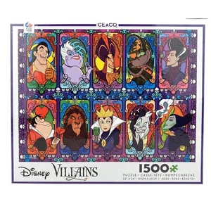 Disney Villains Stained Glass 1500 Piece Jigsaw Puzzle Brand New Ceaco - Picture 1 of 8