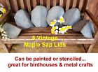 *6 Vintage PEAKED Maple Sap Bucket Covers~Art/Metal Crafts~Birdhouses~Patina! 3