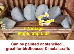 *6 Vintage PEAKED Maple Sap Bucket Covers~Art/Metal Crafts~Birdhouses~Patina! 3 - Picture 1 of 7