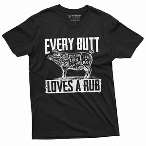 BBQ Pork Butt Rub Funny Tee Shirt 4th of July Summer Barbeque Partying Cook tee - Picture 1 of 8