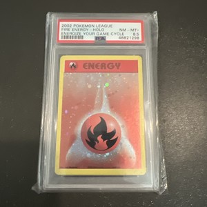 2002 Pokémon League Energize Your Game Fire Energy Holo - PSA 8.5 NM