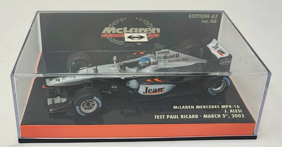 Minichamps 1:43 McLaren MP4-16 Test Paul Ricard 2002 Jean Alesi Diecast Model Foto 1 de 4