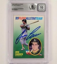 Jose Canseco signed 1989 Fleer All-Stars #2 card autograph ~ BAS 10 auto