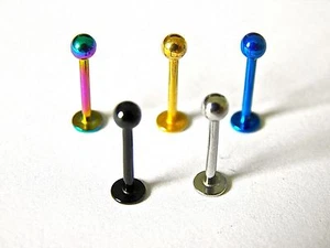 5x Ball Top Labret Bars Titanium Plated Stainless Steel Ball Top Lip UK SALE - Picture 1 of 1