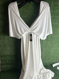 24seven Comfort Apparel Womens Flutter Sleeve Metallic Knit Maxi Dress Size Lg - Picture 1 of 4