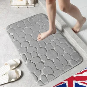 Cobblestone Embossed Bathroom Mat Water Absorbing Bathtub Floor Rug for Bathroom - Picture 1 of 15