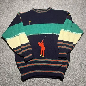 Vtg Golf Sweater Mens XL The Irish Scene Wool Pullover Crewneck Colorful - Picture 1 of 11