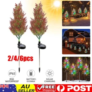 Solar Garden Lamps Outdoor Decor LED Pine Tree Stake Lights Christmas Ornament - Picture 1 of 15