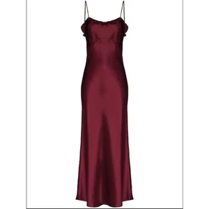Neu mit Etikett Reformation Aribella Seiden-Schlupfkleid in Pflaume Midi-Länge Damen Large " - Bild 1 von 9