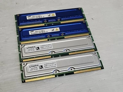 256MB (4x64MB) Rambus RIMM 800-45, 800MHz Non-ECC Memory - WORKING - Image 1 of 3