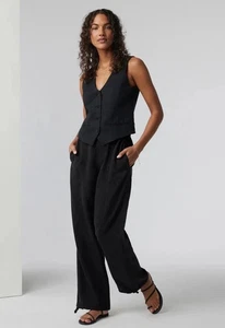 Vuori Coastline Pant Black Womens Soft Lyocell Tencel Twill Travel Wide Leg Sz S - Picture 1 of 12