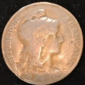 1913 France Dupuis 10 Centimes Paris Mint Old Bronze Coin KM 843 - Picture 1 of 4