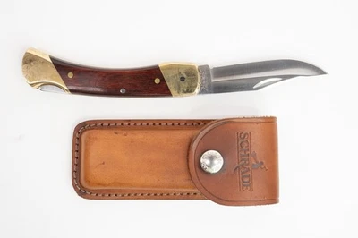 Navaja de bolsillo plegable Uncle Henry Schrade+ LB7 EE. UU. con funda de cuero Foto 1 de 4