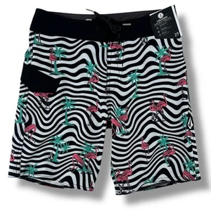 Volcom Flamingbros Mod Tech Swim Trunks Boys Size 27 14 Large Flamingo Print - Picture 1 of 7