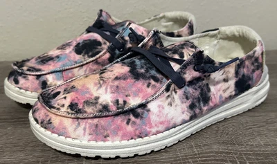 HEY DUDE "Wendy" Tie Dye Navy Pink Comfort Casual Shoes Women Size 11 - Image 1 of 4