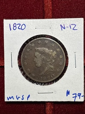 1820 1c N-12 Matron Head Large Cent - Image 1 of 4