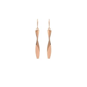 Ladies 9ct Rose Gold Twist Bar Drop Earrings - Picture 1 of 3
