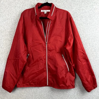 Jaqueta de chuva Kenneth Cole corta-vento masculina XXL vermelha com zíper capuz escondido clássica - Imagem 1 de 4