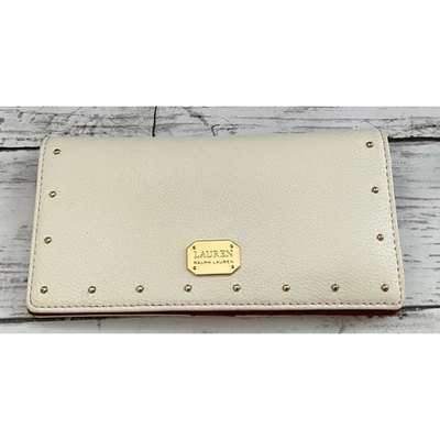 Lauren Ralph Lauren White Pebbled Leather Slim Wallet Foto 1 de 4