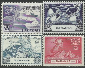 Bahamas 1949 UPU set of 4 Mint Never Hinged Fresh Gum - Picture 1 of 1