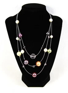 Pretty, Three Strand, Vintage Necklace with Multiple Colors and Sizes of Beads - Picture 1 of 2