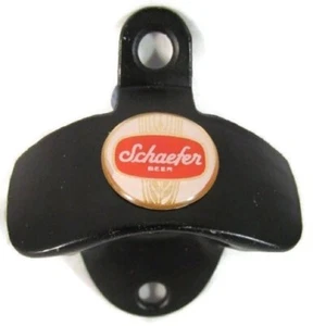 SCHAEFER BIER SCHWARZ FINISH WANDFLASCHENVERSCHLUSSÖFFNER NEU - Bild 1 von 2