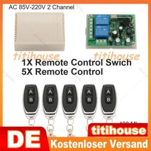 433MHz Funk Universal Garagentor Handsender 5X Fernbedienung & Empfänger 2Tasten - Bild 1 von 10