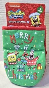NEW Nickelodeon SpongeBob Squarepants Christmas Silicone Oven Mini Mitts 2 pk - Picture 1 of 8