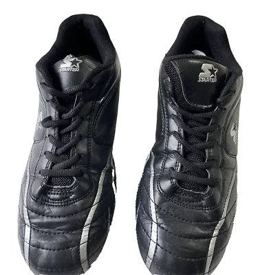 Botines Starter Juvenil 5 Fútbol Moldeado Negro/Plateado Raya Con Cordones Parte Superior Baja  Foto 1 de 4