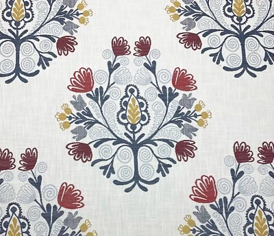 BALLARD DESIGN KENTBURY HOMESPUN BLUE InsideOut® FLORAL FABRIC BY YARD 57"W - Image 1 of 4