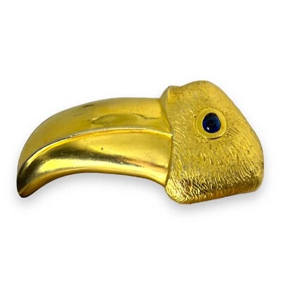 Fivela de cinto Margarita Barrera vintage anos 90 XL tom dourado tucano rara assinada - Imagem 1 de 4