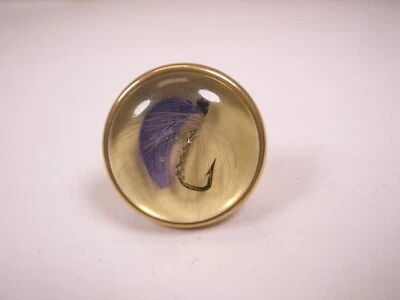 Blue Fishing Fly Nymph SINGLE Vintage Cuff Link replace lost/broken zh52 - Image 1 of 4