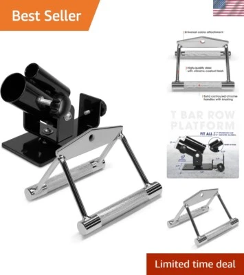 T-Bar Row Platform & Double Grip Handle Steel 9.3"x4.8" Home Gym Upgrade - Image 1 of 4