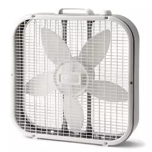 20" Classic Box Fan with Weather-Resistant Motor, 3 Speeds, 22.5" H, White, New - Picture 1 of 7
