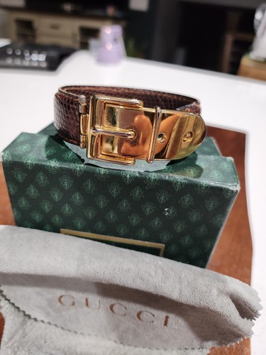 Gucci Unisex Bracciale Borsa per la polvere e scatola in pelle marrone