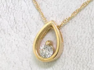 Colgante solitario brillante 585 oro amarillo 14 quilates collar cadena 1 brillante 0,10 quilates - Imagen 1 de 4