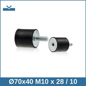 B Ø70x40 M10 x 28 / 10 NK 45° Shore Gummipuffer Schwingungsdämpfer - Bild 1 von 2