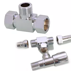 BSP 1/2"Chrome Angle Valve Heated Tee Union Brass Fitting Female Male Connecter - Picture 1 of 13