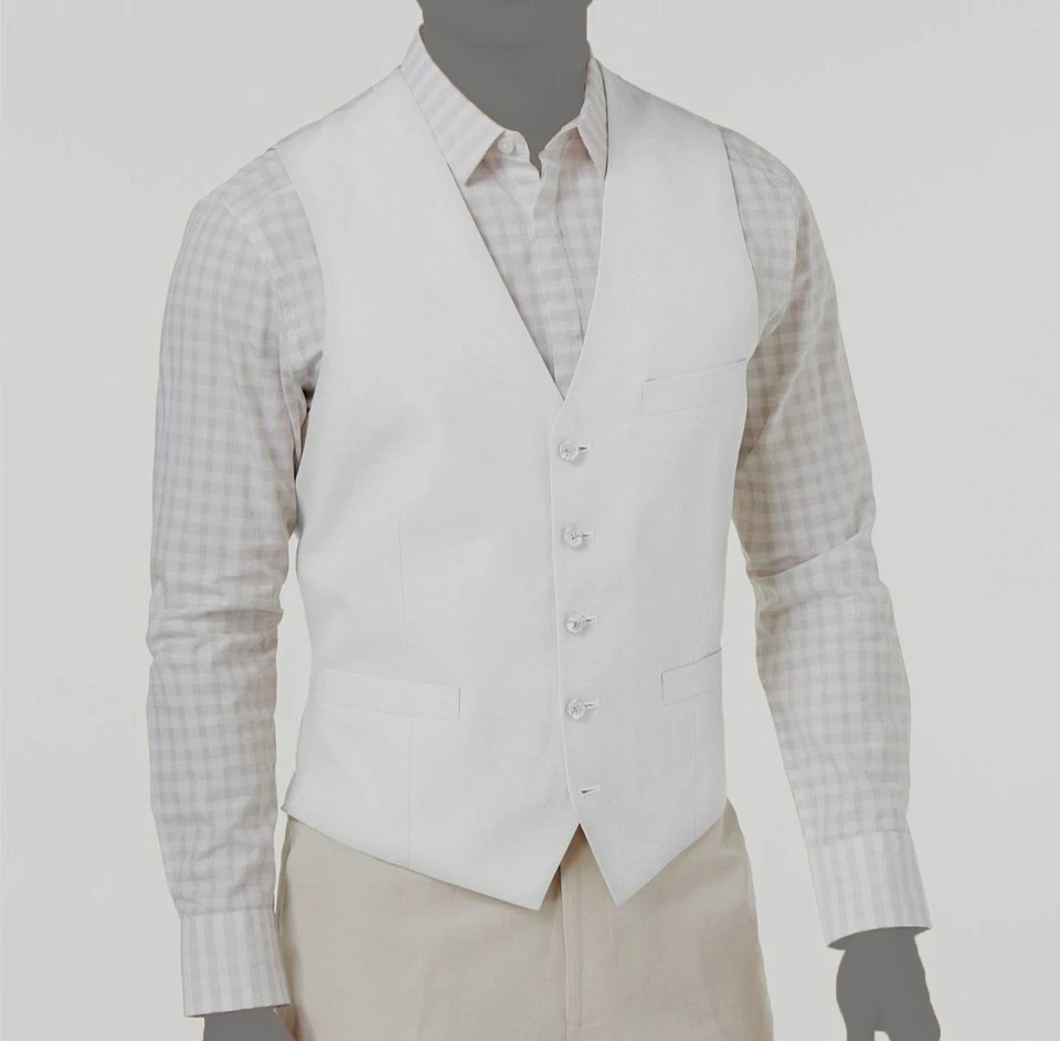 $85 INC International Concepts Men's White Fit Suit Linen Waistcoat Vest Size XL - Image 1 of 1