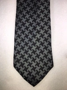 NICOLE MILLER Black w/Silver Geometric Necktie 100% Silk Classic Tie NWOT - Picture 1 of 4
