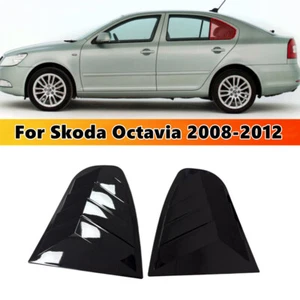Gloss Black Rear Side Vent Window Louver Cover Trims For Skoda Octavia 2008-2012 - Picture 1 of 8