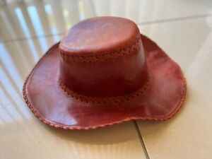 Vintage circa 1970 Western Style Leather Hand Tooled Riding Hat 
