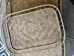 3er Set Vintage Korb Ratten Bambus Serviertabletts, 19x13 - Bild 1 von 14